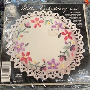Ribbon embroidery sachet craft kit and instructions